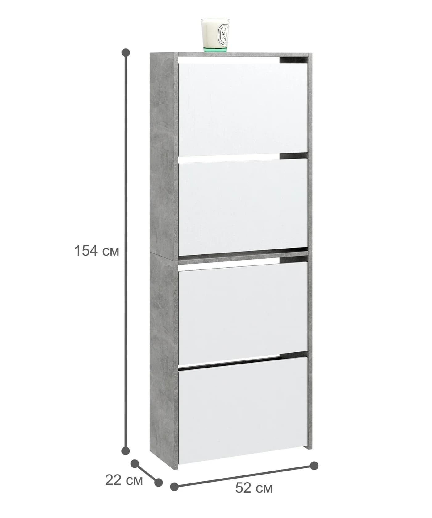 Ayaqqabı üçün tumba Yagmur Laminat Boz/Ağ 154x52x22 sm 4 əd ayaqqabi dolabi78 — image 4