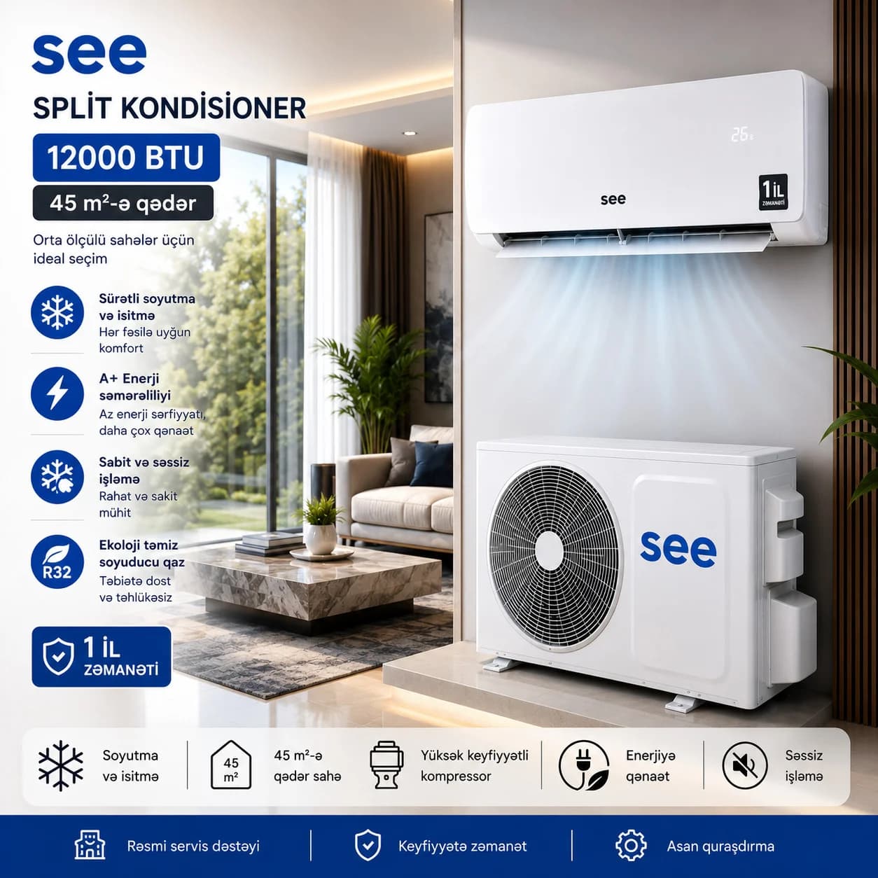 Kondisioner SEE 12000 BTU/saat, ağ