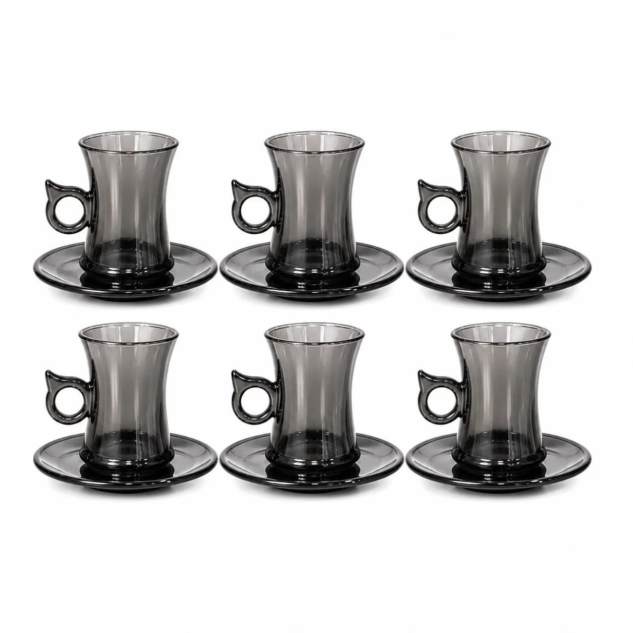 Armudu stəkan dəsti 3019, şüşə, qara, 150 ml, 12 parça