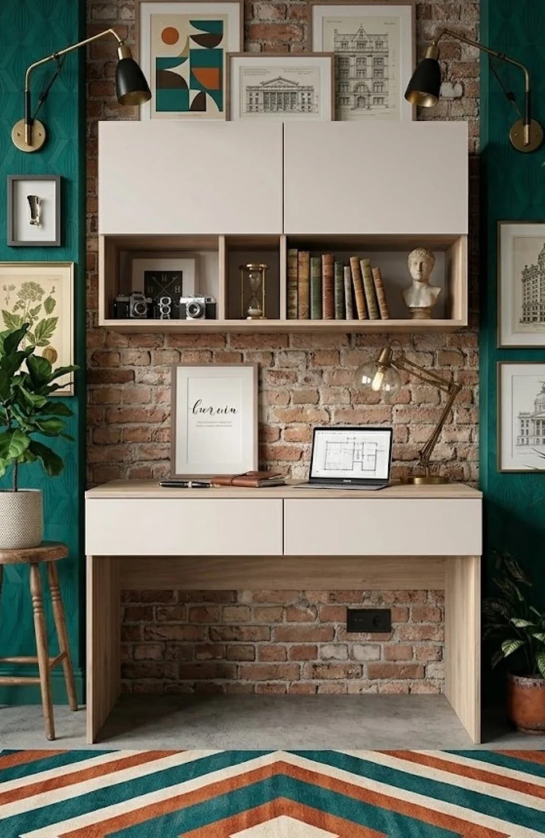 Yazı masası və dolab dəsti MB 21, Laminat, Sonoma/Ağ, 100x75x50 sm