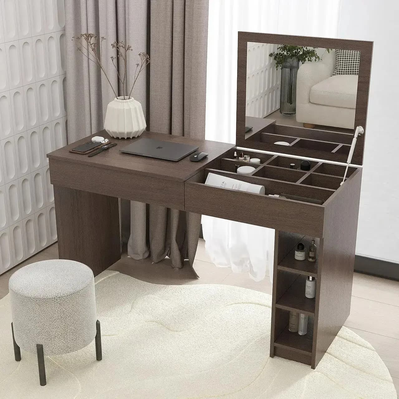 Makiyaj masası 8347, venge, laminat, 75х53х130 sm