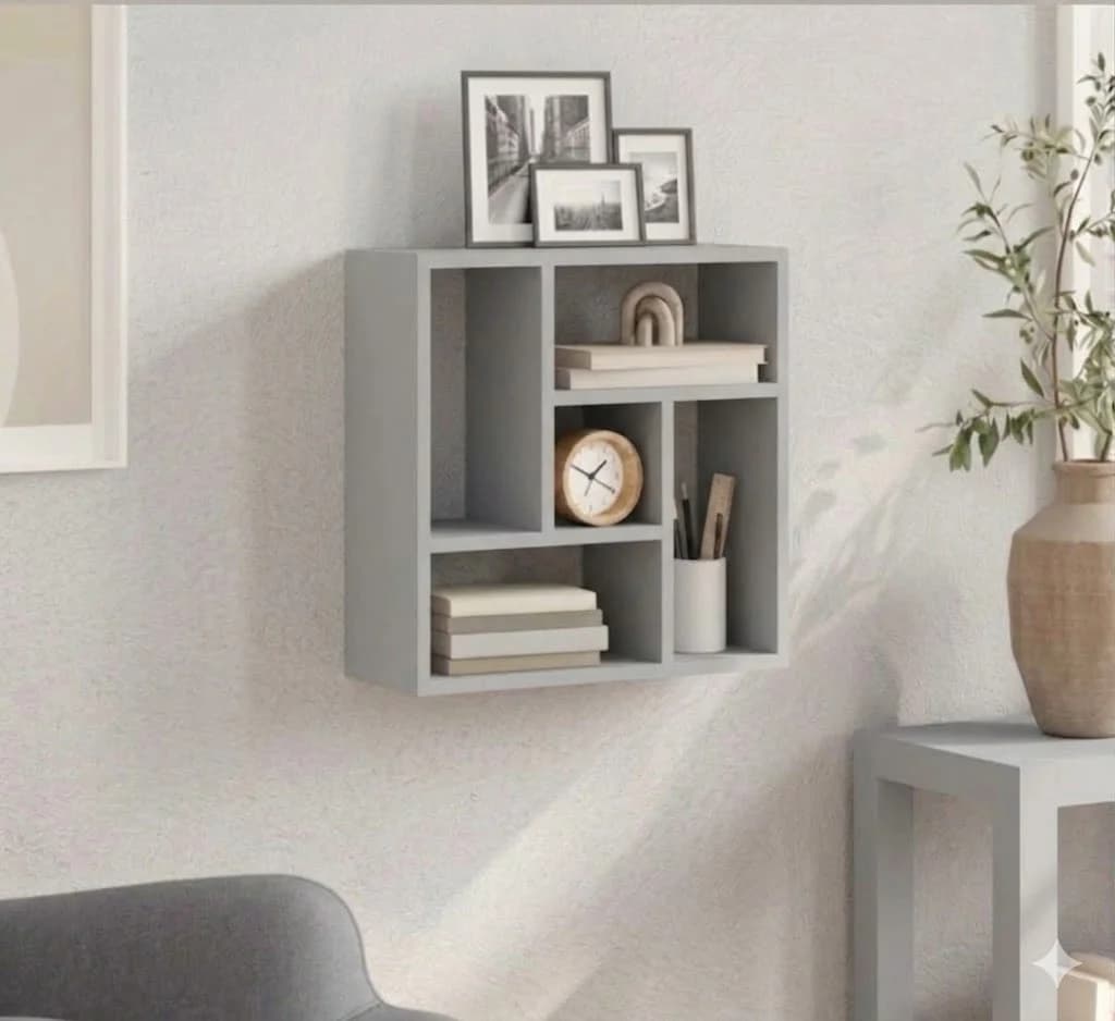 Rəf 6738, laminat, boz, 65х65х25 sm