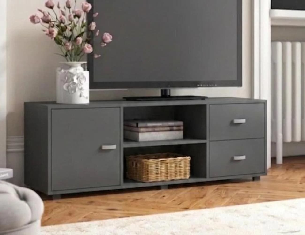 TV üçün tumba MB5, laminat, antrasit, 130x45x35 sm