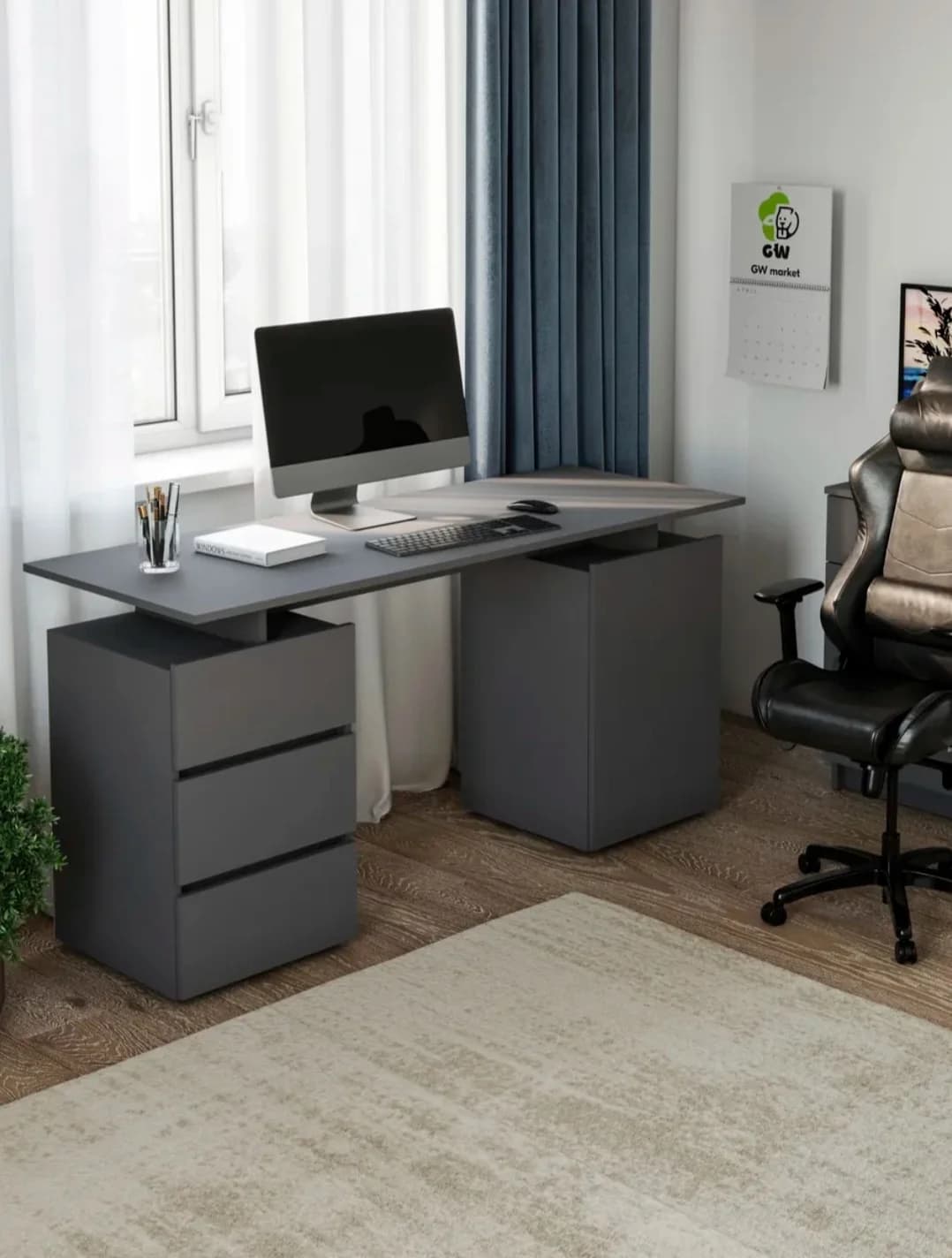 Kompüter masası 12934, laminat, 150x75x55 sm — изображение 5