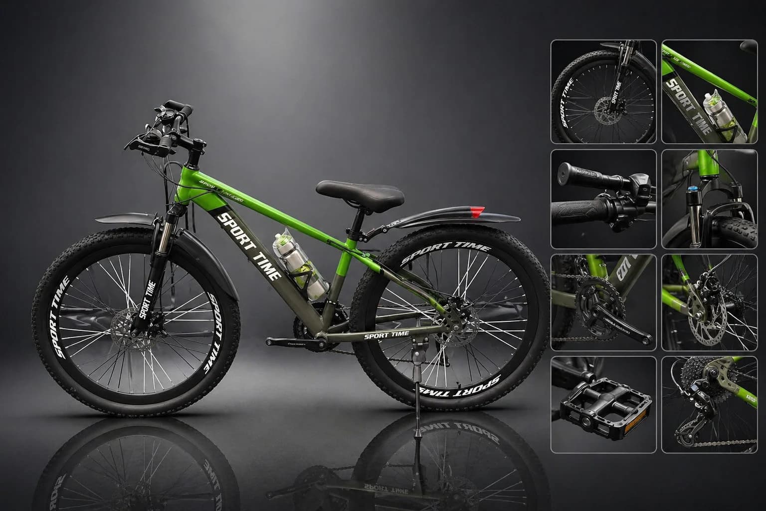 Dağ velosipedi Sport Time, yaşıl/xaki, 26"