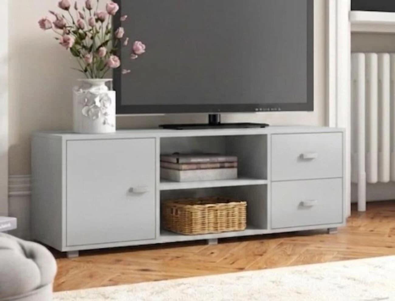 TV üçün tumba MB5, laminat, boz, 130x45x35 sm