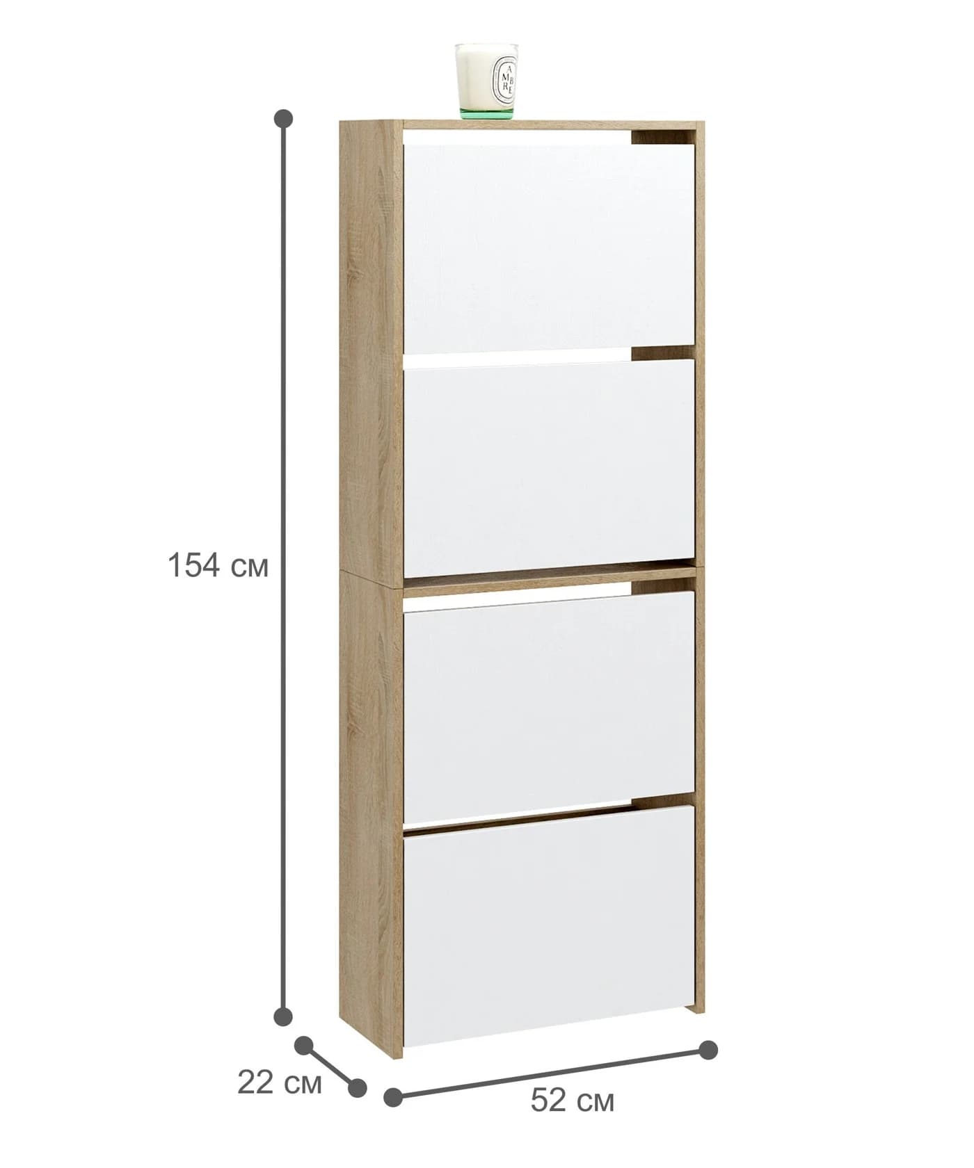 Ayaqqabı üçün tumba Yagmur, laminat, 154x52x22 sm, ağ/sonoma — изображение 4