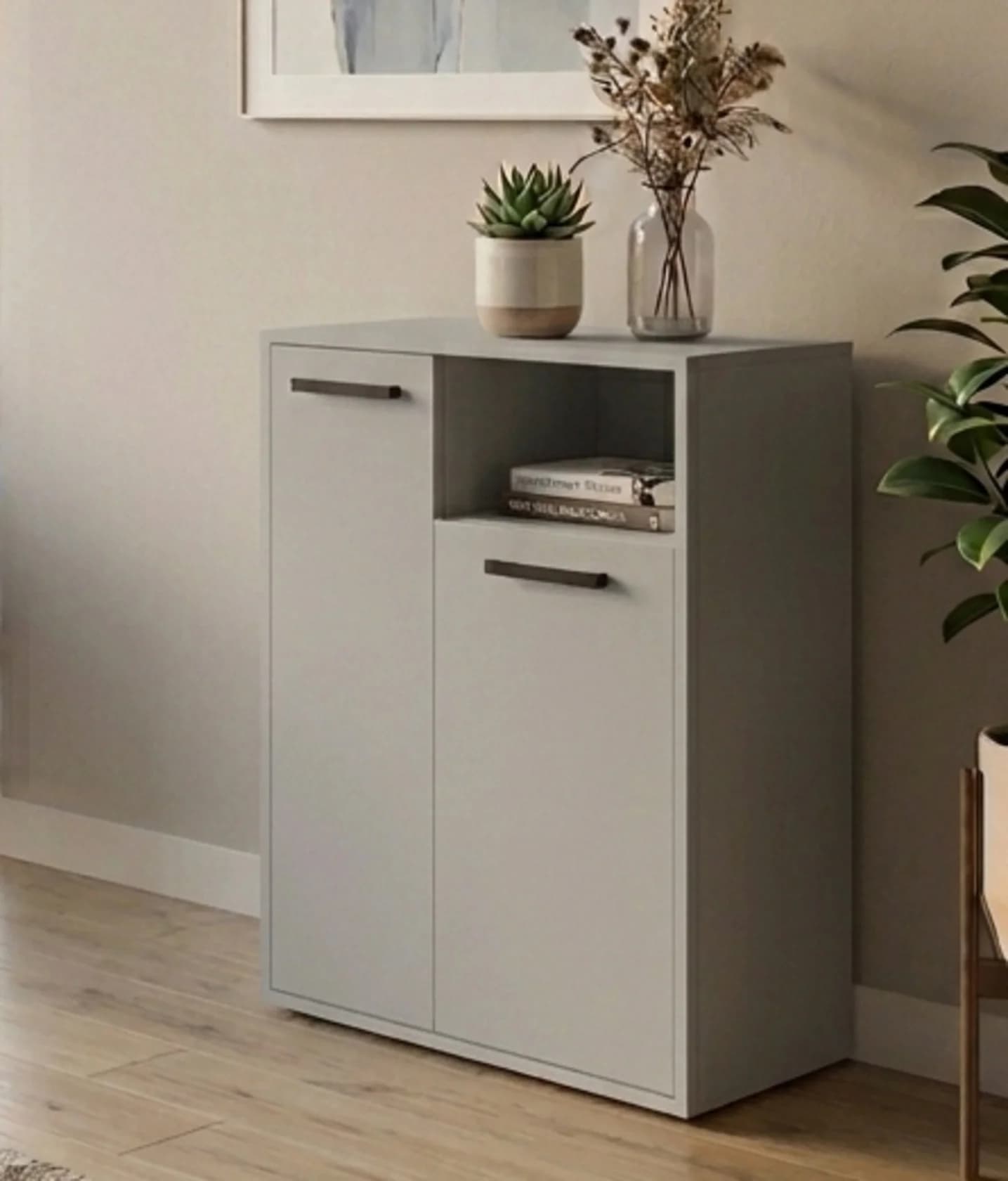 Tumba MB12, laminat, boz, 90x65x35 sm