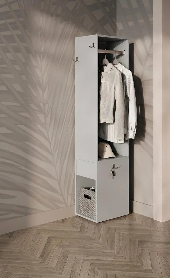 Tumbalı asılqan MB2, boz, laminat, 180x40x35 sm