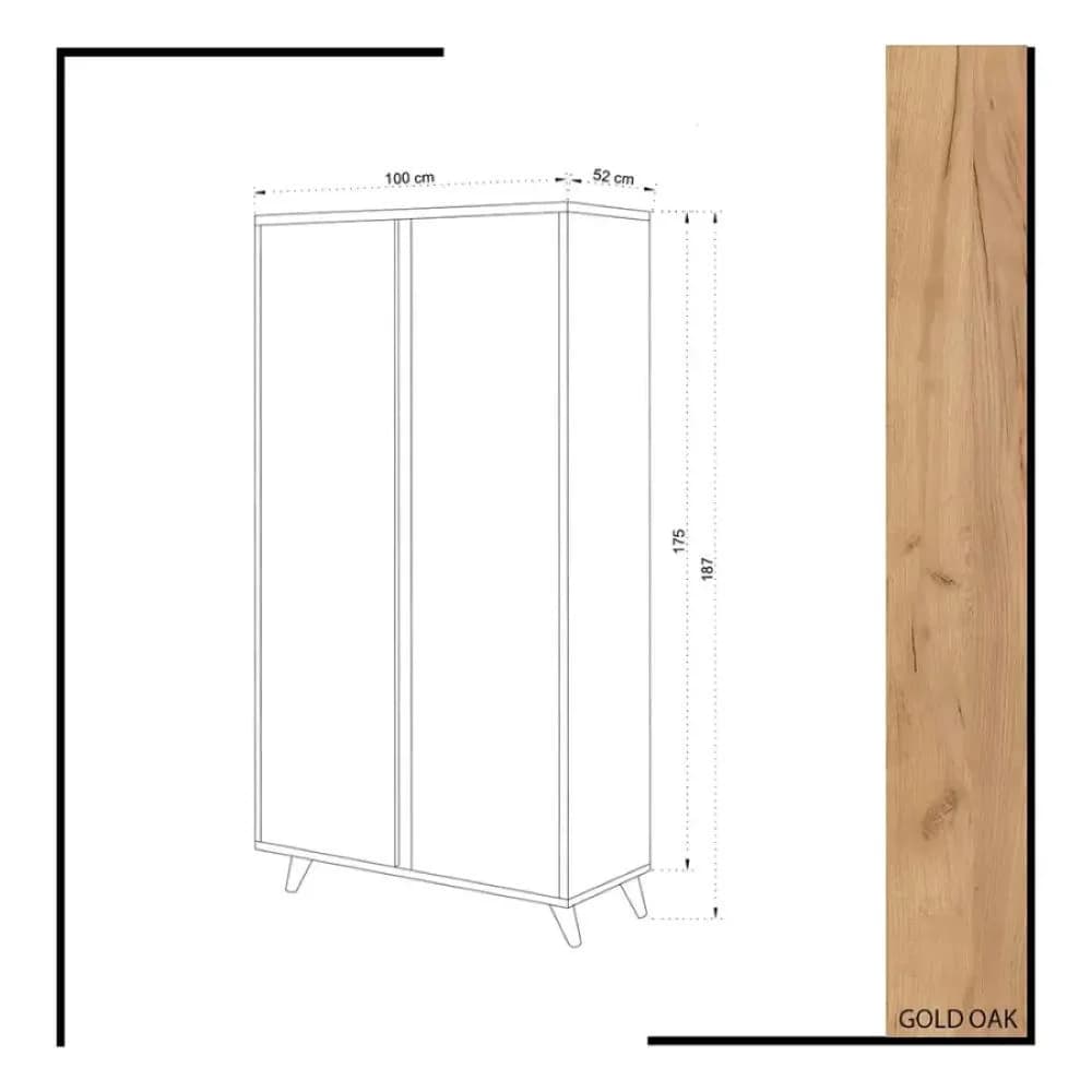 Dolab SO041, laminat, ağ/votan, 100x187x52 sm — image 4