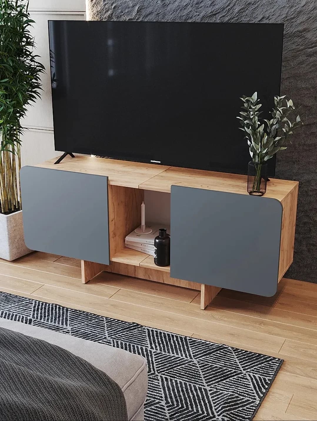 Tv üçün tumba s002, laminat, 130x55x37.5 sm