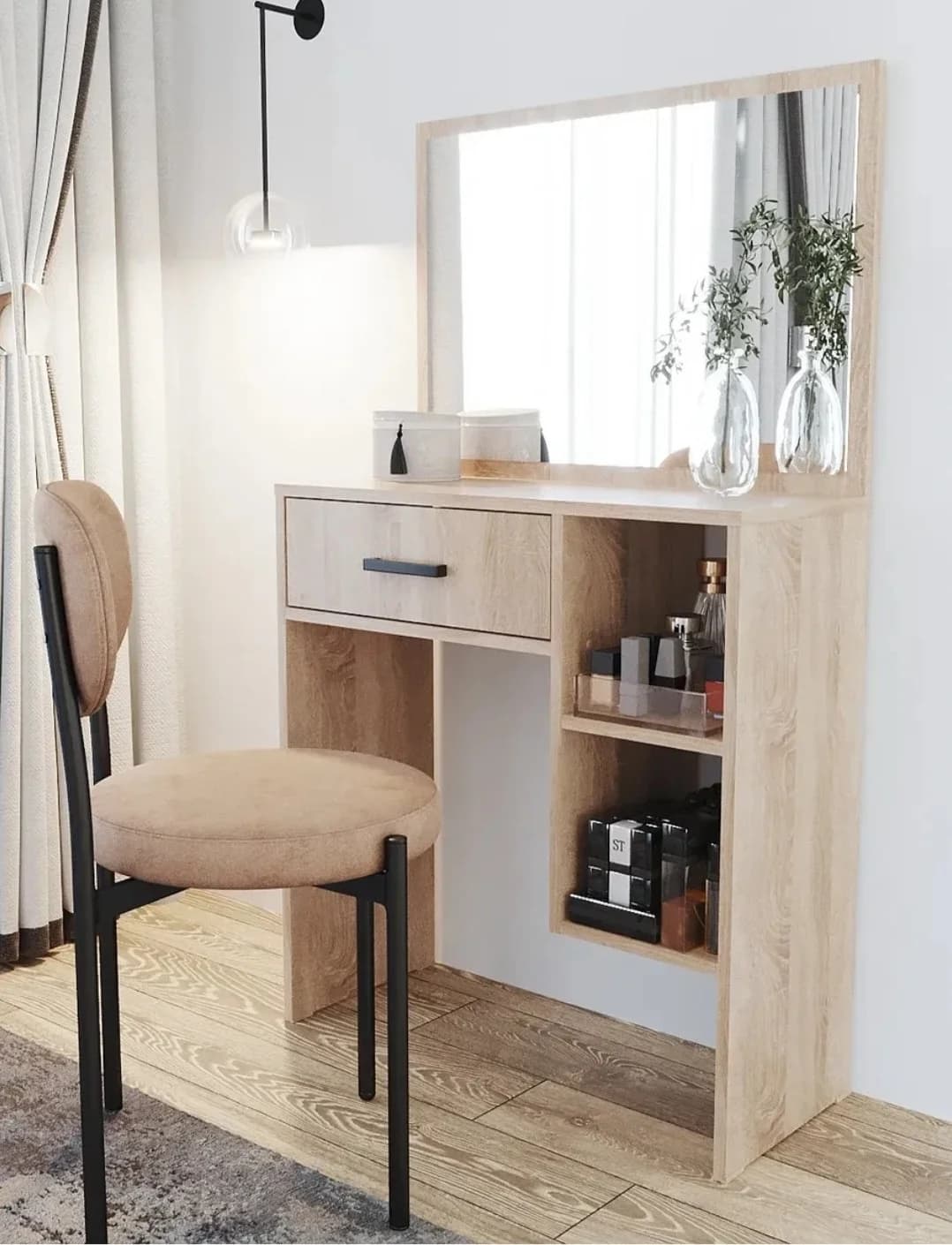 Makiyaj masası SO008, laminat, qəhvəyi, 125х30х71.6 sm — изображение 2