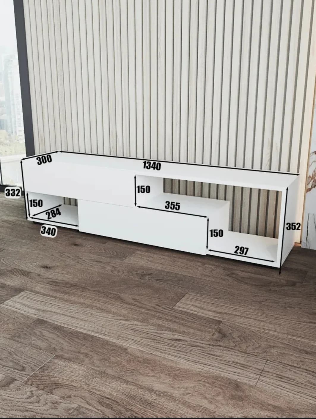 TV üçün tumba SO 003, laminat, ağ — image 6