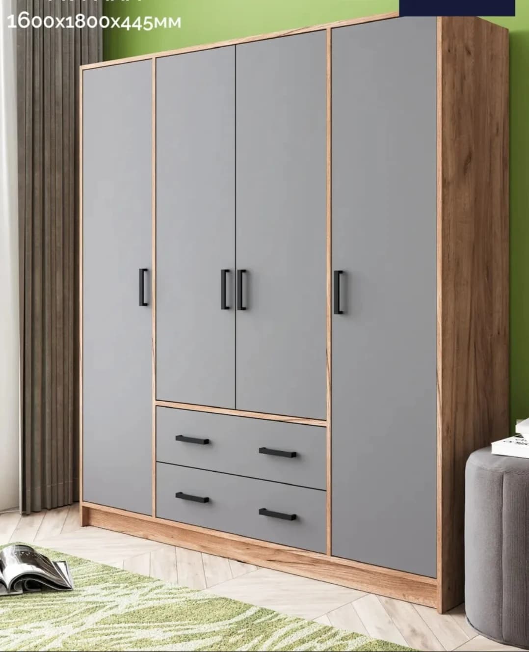 Şkaf SO056, antrasit, laminat, 160х44.5х180 sm