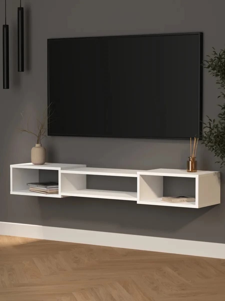 TV üçün tumba Yagmur, laminat, ağ, 150.1 sm — изображение 2