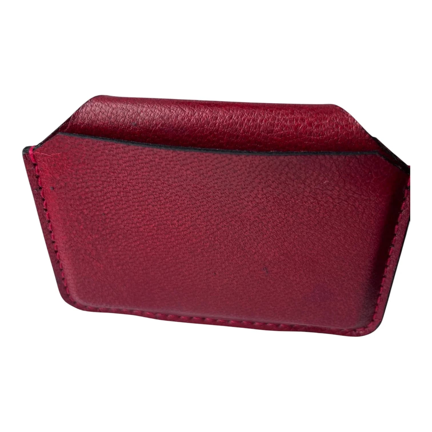 Kredit kart qabı, təbii dəri, 10 x 7.5 sm, qırmızı — şəkil 4