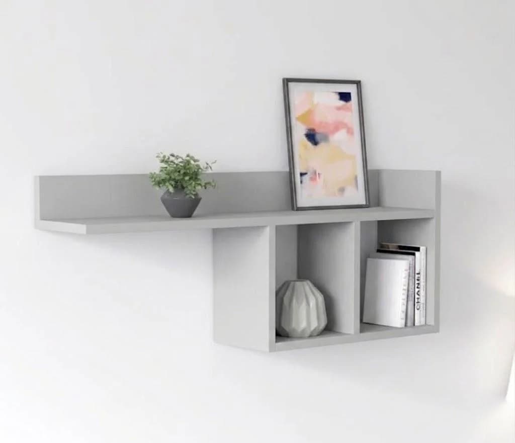 Rəf, laminat, boz, 85x35x25 sm