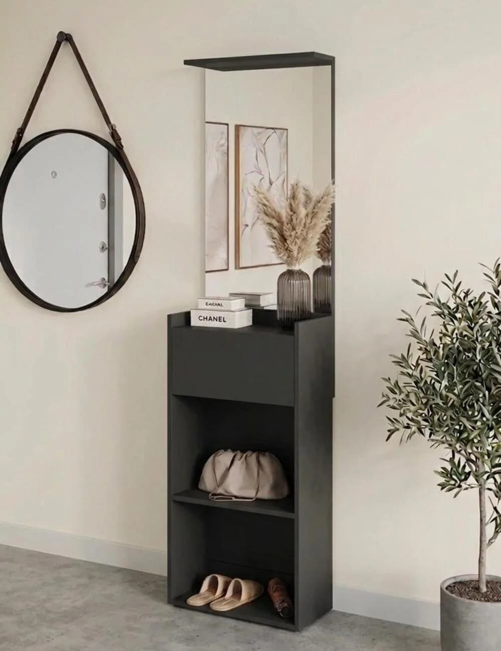 Ayaqqabı üçün rəf MB1, antrasit, laminat, 183x50x30 sm