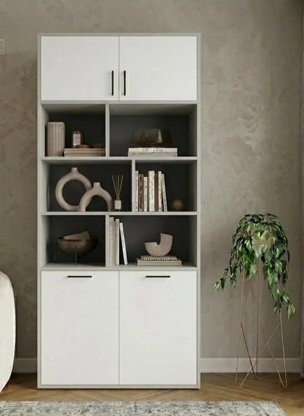 Şkaf MB-3, laminat, 185x80x40 sm, ağ/boz