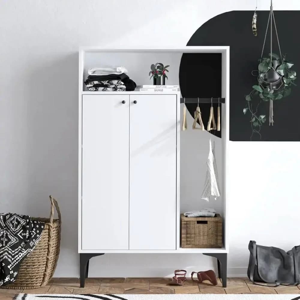 Çoxfunksiyalı dolab SO042, ağ, laminat, 145x9040 sm