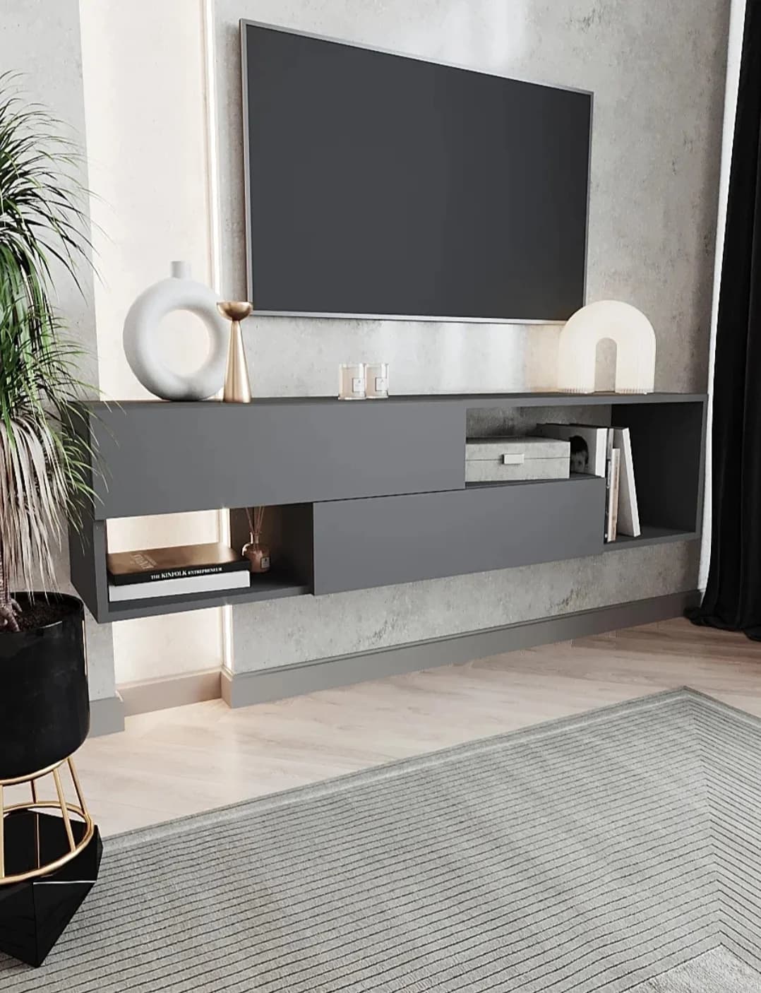 Tv üçün tumba s01, laminat, 135x33x28 sm