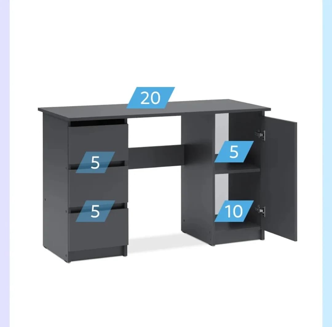 Kompüter masası SO 025, laminat, antrasit — изображение 4