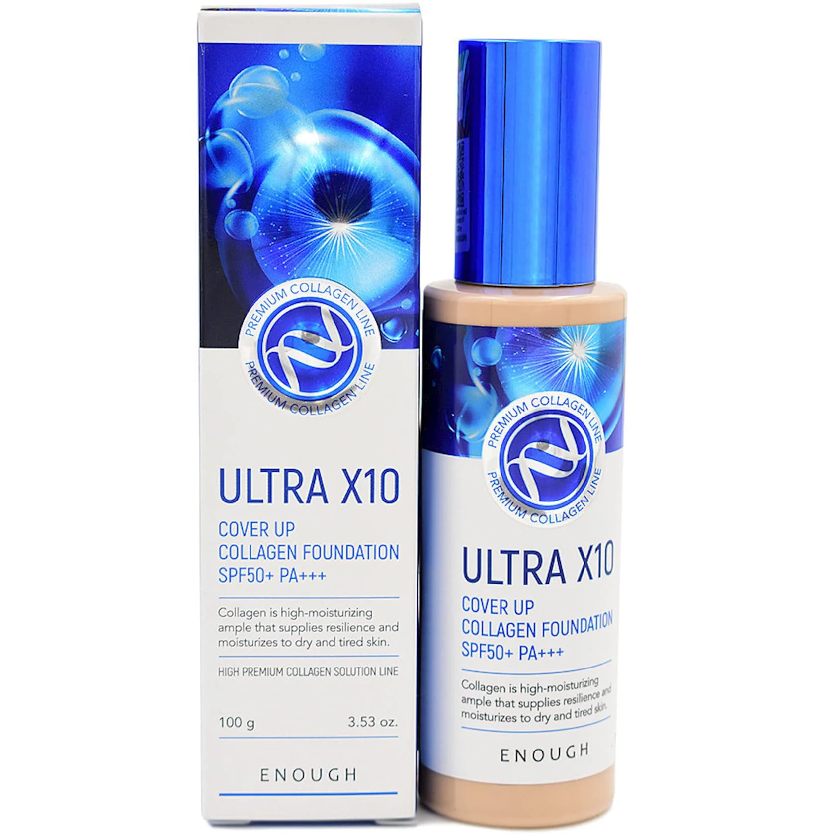 Nəmləndirici tonal krem Enough Ultra X10 Cover Up Collagen Foundation N21 SPF50+ PA +++ 100 ml