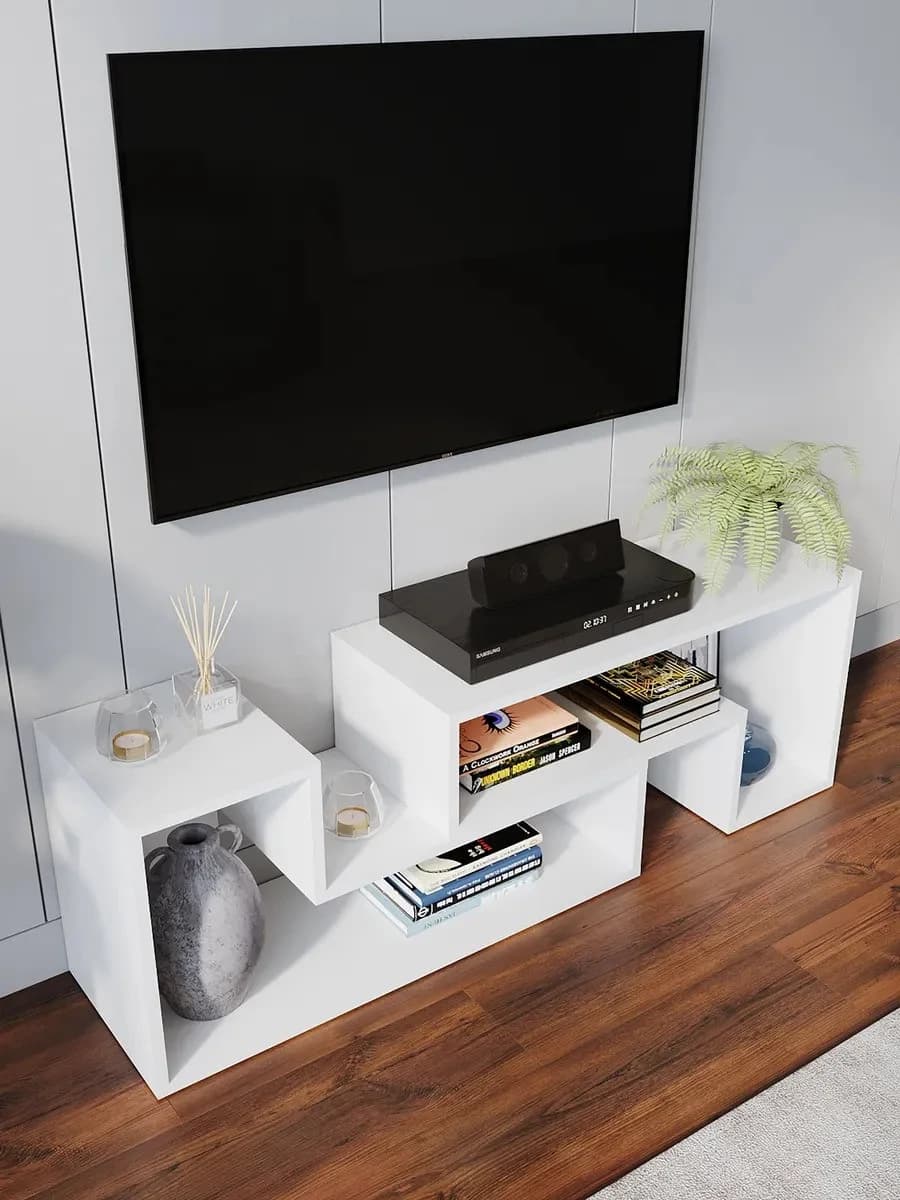 TV üçün tumba Yagmur, laminat, ağ, 160 sm — изображение 3