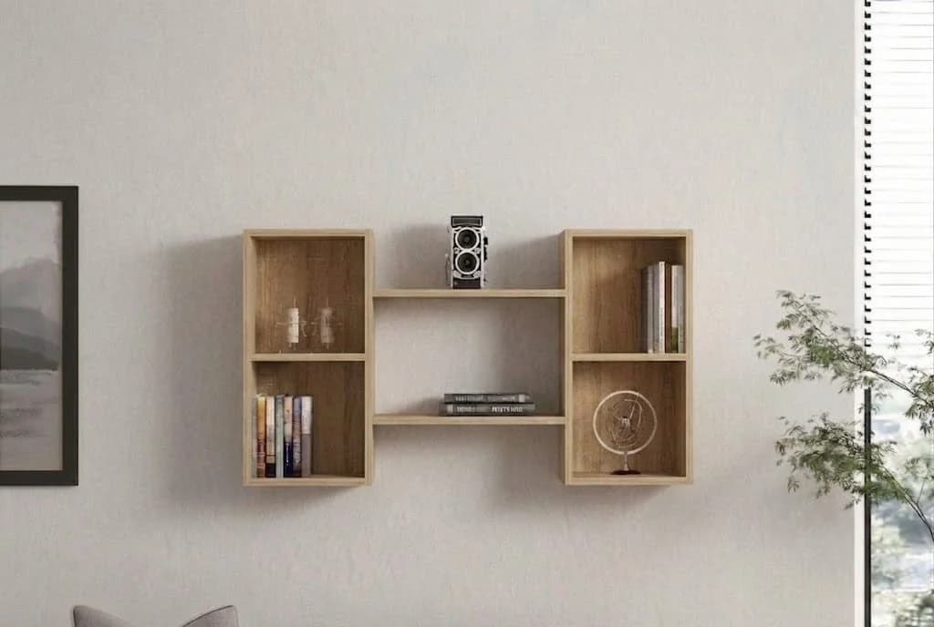 Rəflər MB057, laminat, bej, 100x60x25 sm