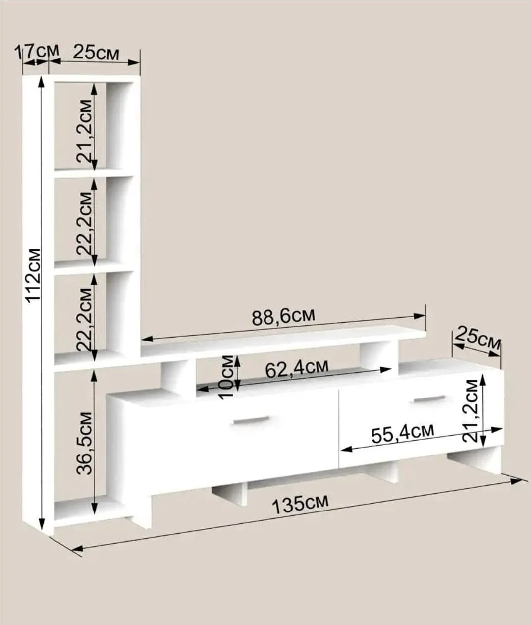 TV üçün tumba SO107, laminat, 25x135x112 sm — image 4