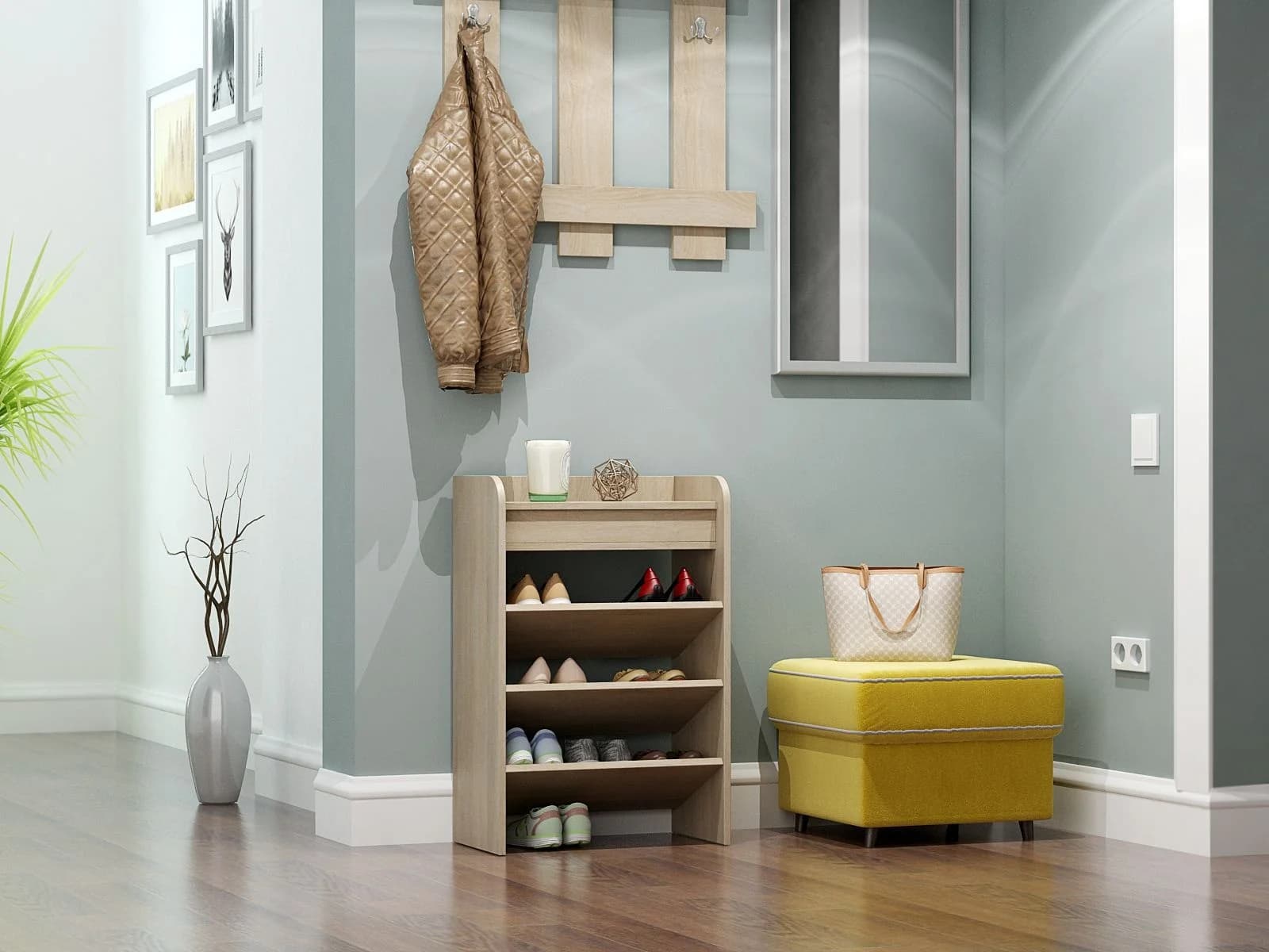 Ayaqqabı şkafı Yagmur99, 78x52x3 ədəd, laminat, bej