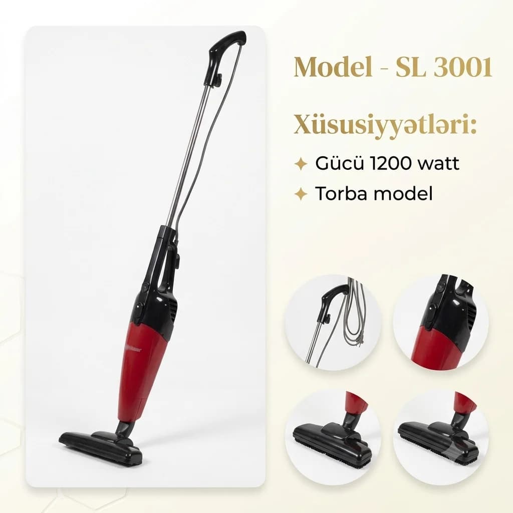 Simli vertikal tozsoran Silver SL 3001,qırmızı