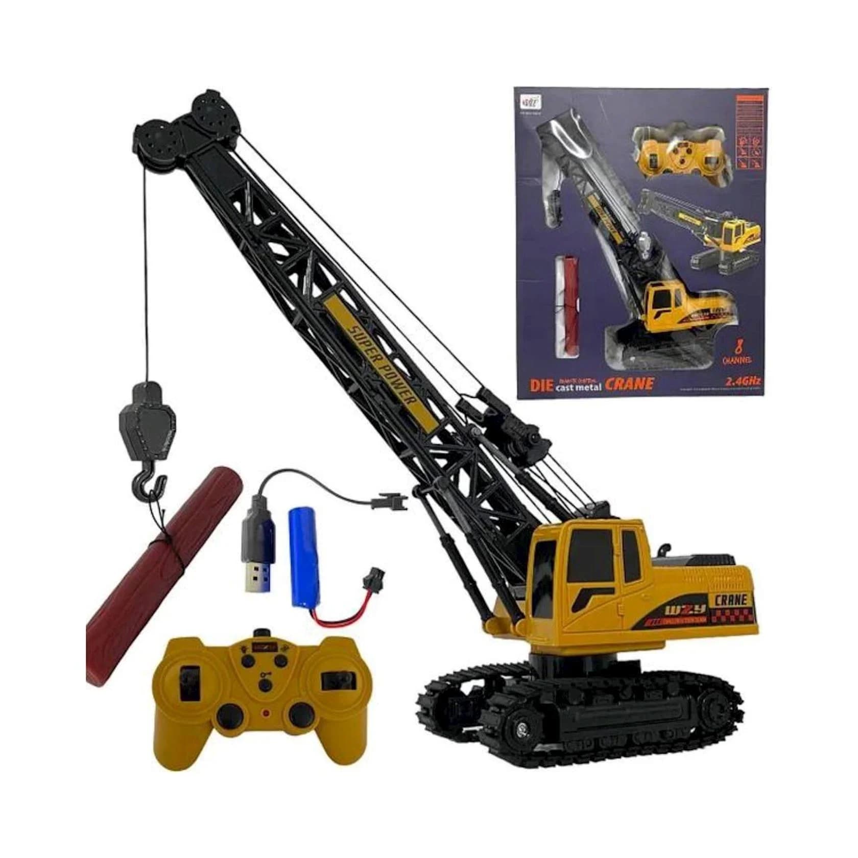 Radio ilə idarə olunan kran 690-A1, 30x9.5x30 sm, sarı