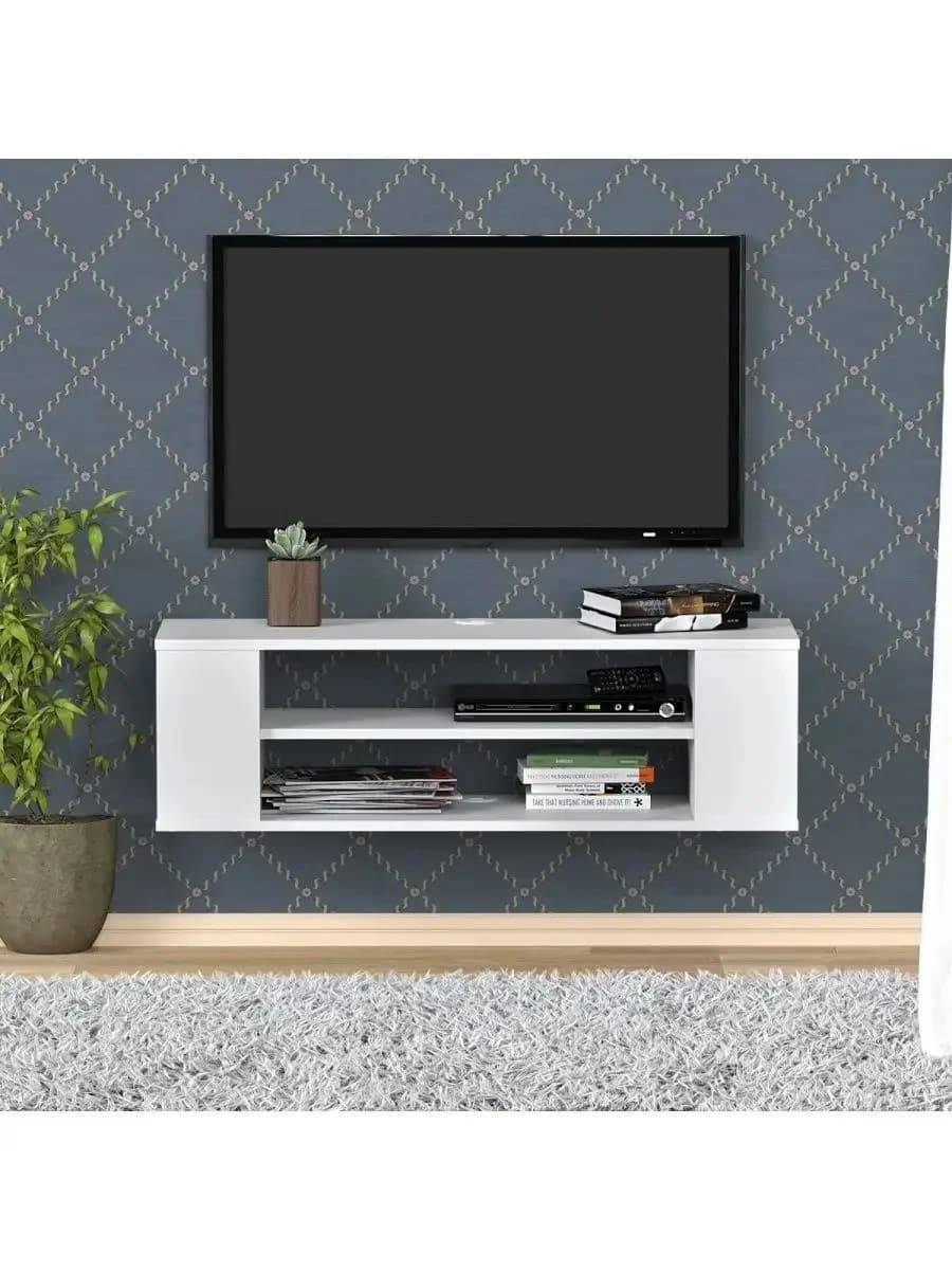 TV üçün tumba 16, laminat, ağ, 30.1х28.8х100 sm — изображение 2