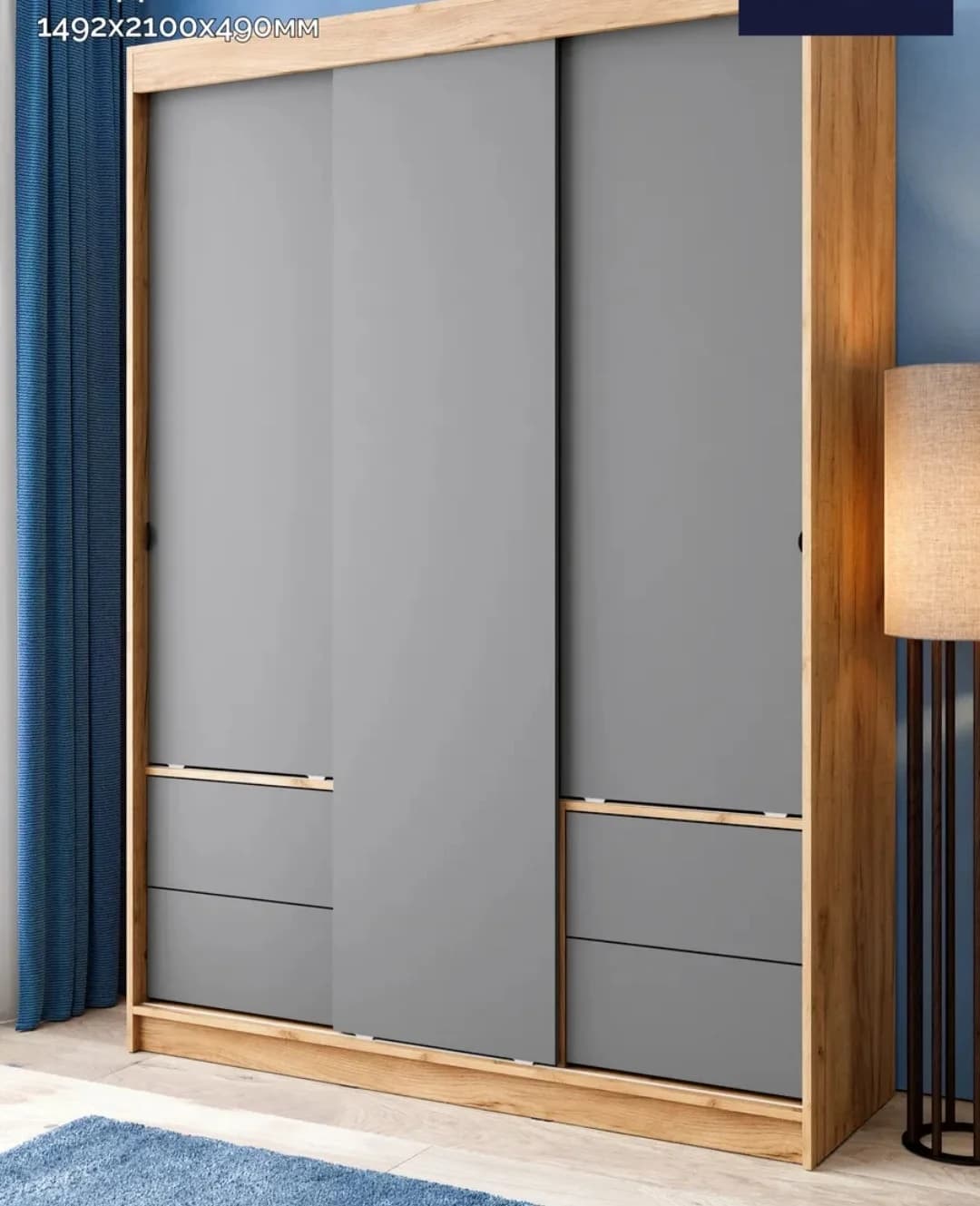 Şkaf SO062, antrasit, laminat, 150х49х210 sm