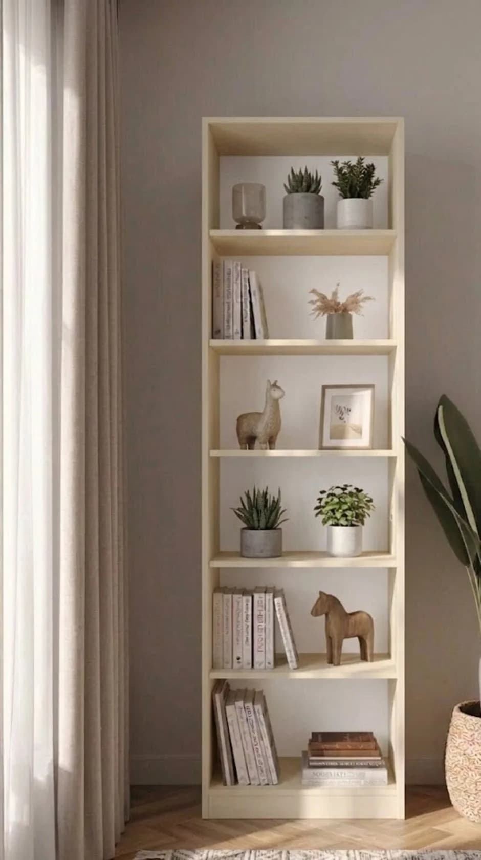 Stellaj MB5, laminat, 210x60x36 sm, açıq bej