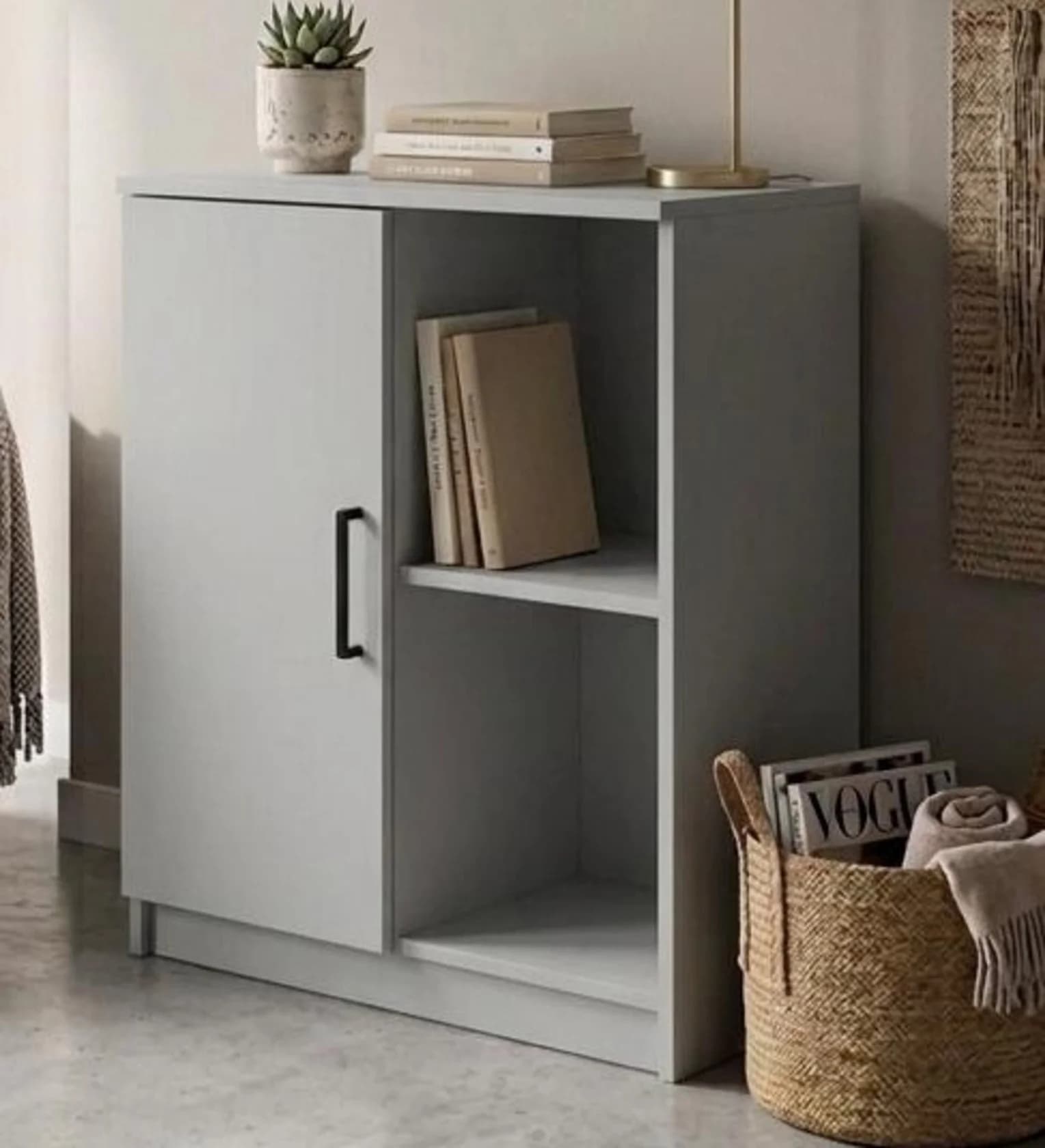 Tumba MB14, boz, laminat, 75x60x35 sm