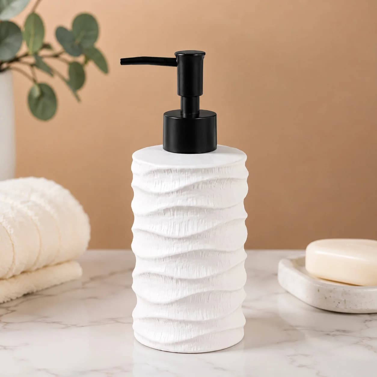 Maye sabun üçün dozator, 200 ml, şüşə, ağ