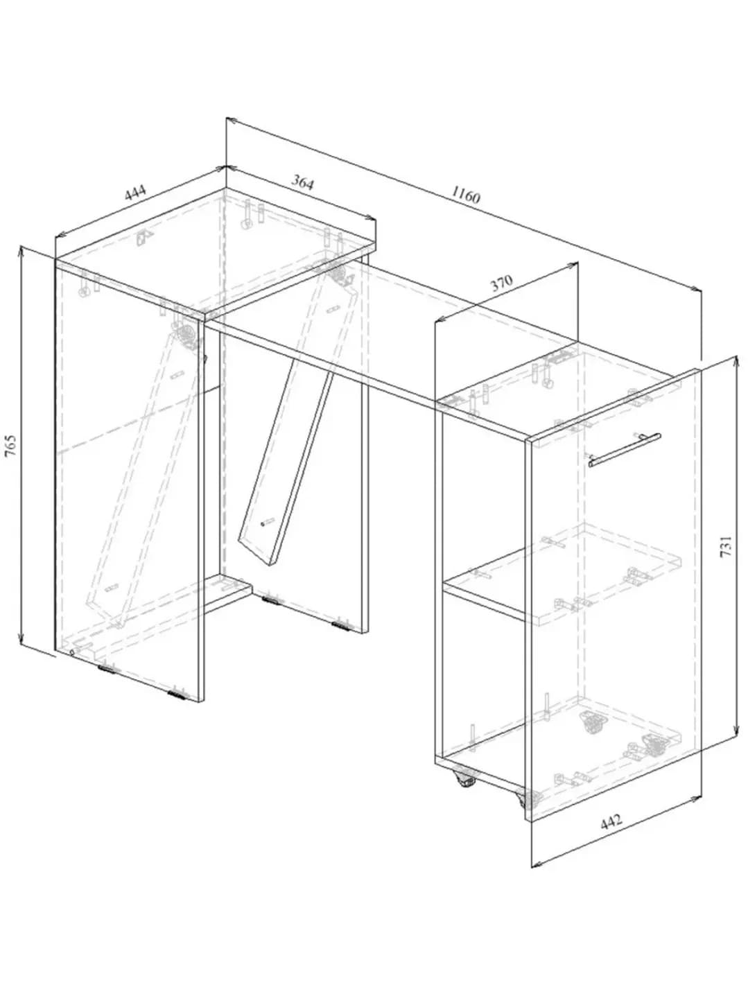 Makiyaj masası 12934, laminat, 110x75x45 sm — изображение 9