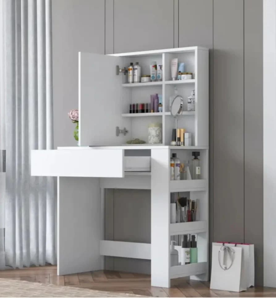 Makiyaj masası SO0022, laminat, ağ, 141.8x40x90 sm — изображение 7