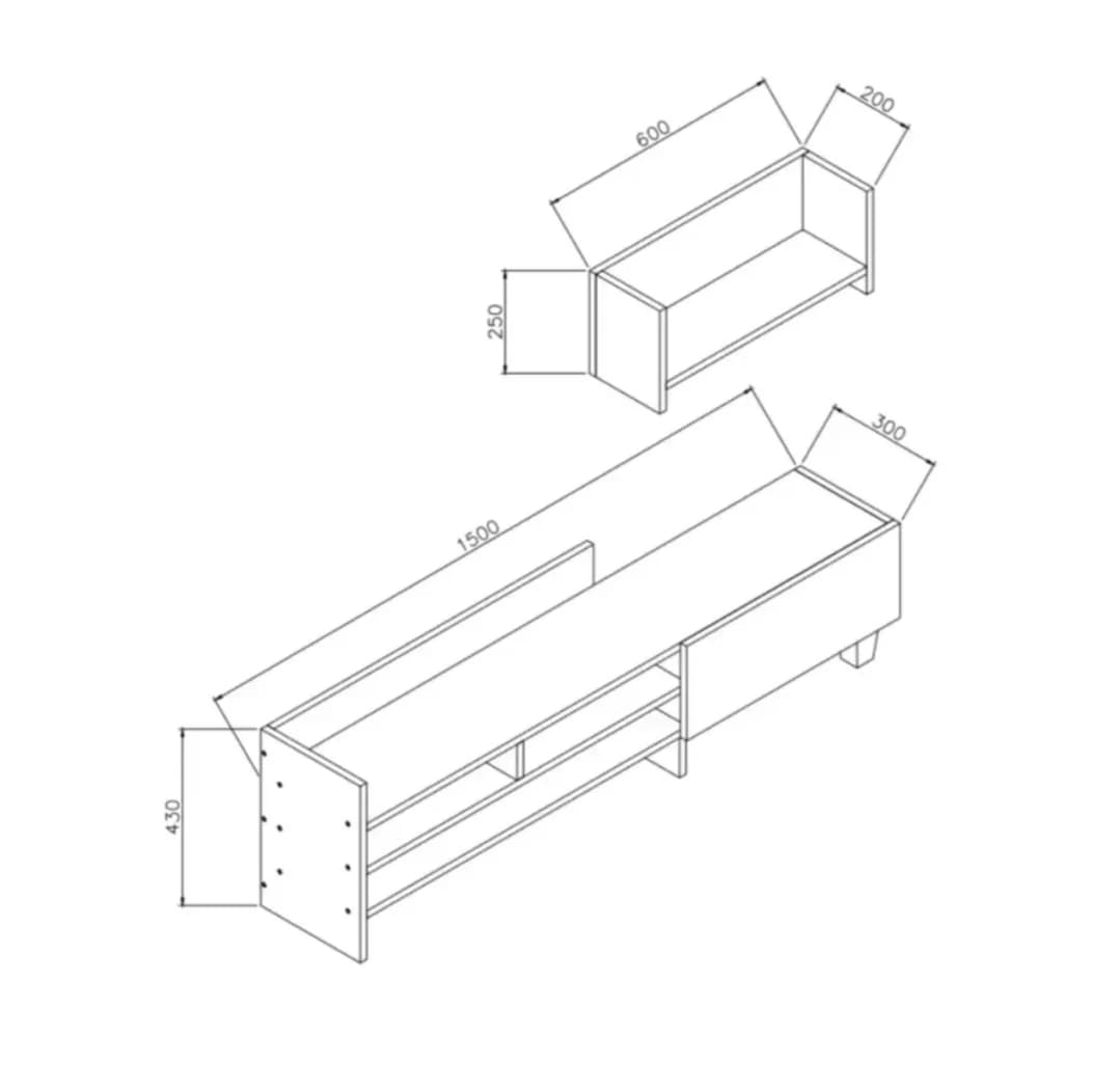 Tv üçün tumba SO008, laminat, ağ/bej, 120x43x30 sm — image 3