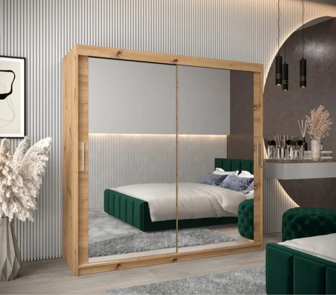 Şkaf-kupe SO060, laminat, rəng Wotan, 220x160x60 sm