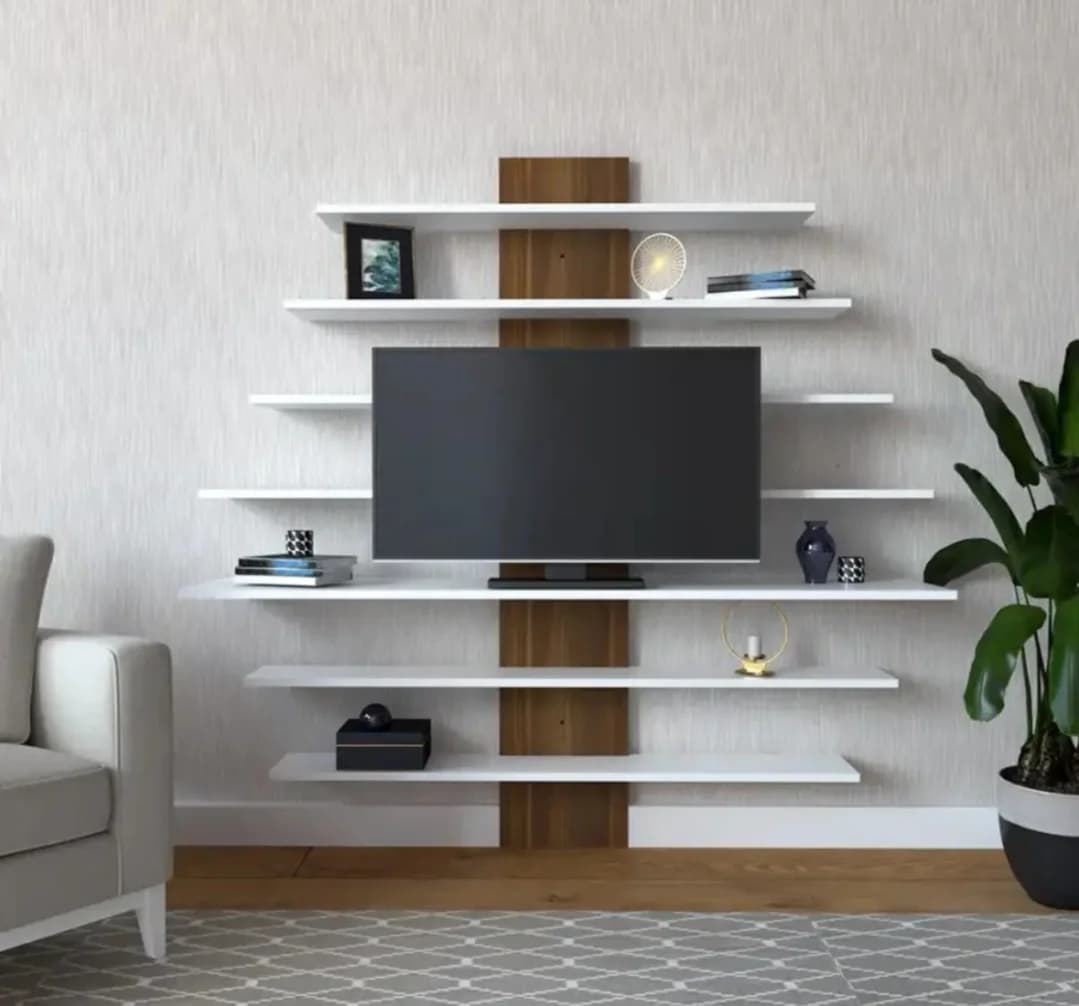 Tv üçün tumba SO0021, laminat, ağ/bej, 160x160x30 sm