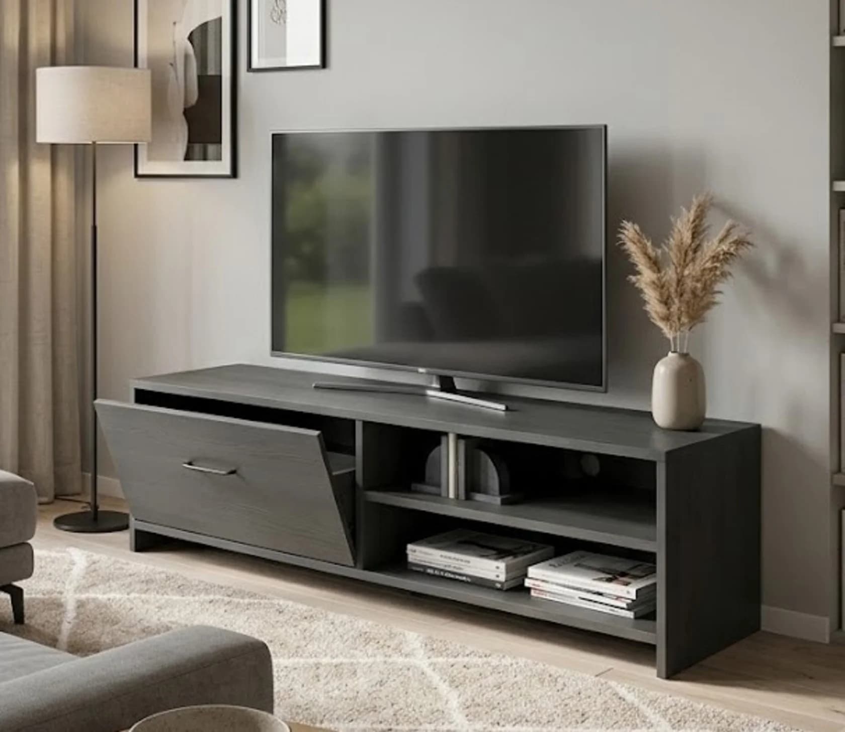 TV üçün tumba MB 12, laminat, antrasit, 135x40x35 sm