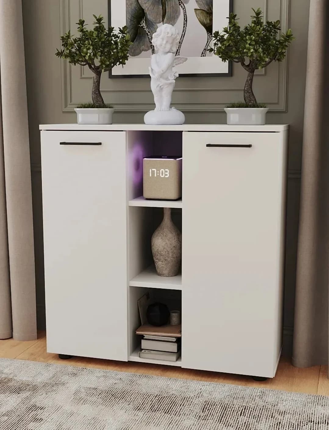 Komod SO049, ağ, laminat, 80х30х82 sm — изображение 5