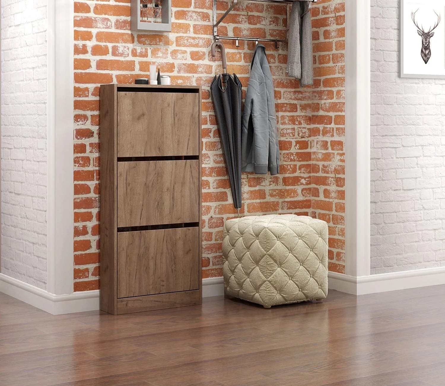 Ayaqqabı üçün tumba Yagmur, laminat, qəhvəyi 118x53x22 sm