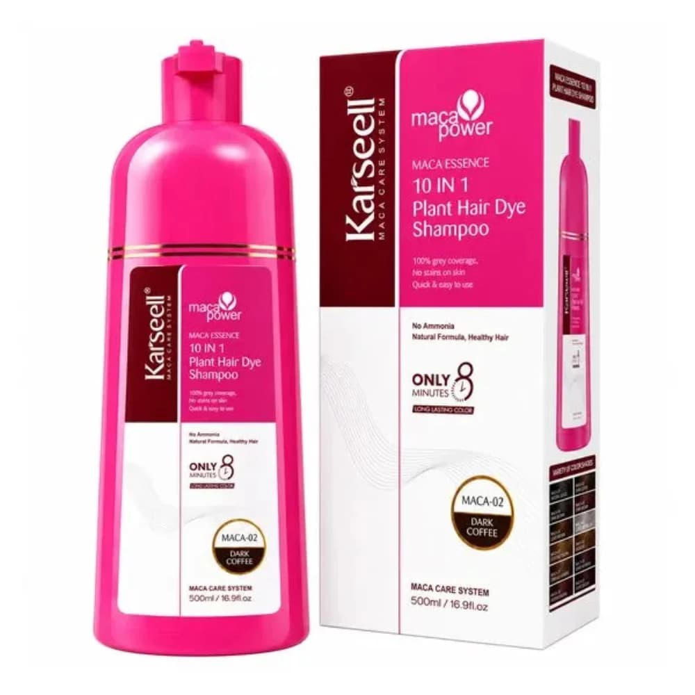 Ton dəyişdirən şampun Karseell Maca Essence 10-in1 MACA-02 Dark Coffe, 500 ml