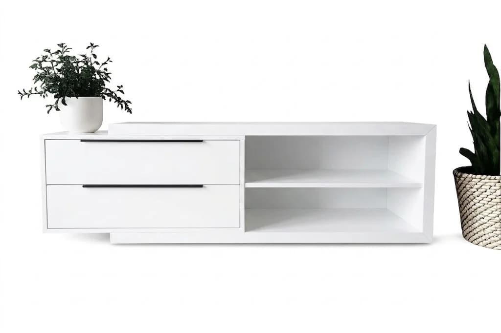 TV üçün tumba Line, laminat, 180x45x38 sm, ağ