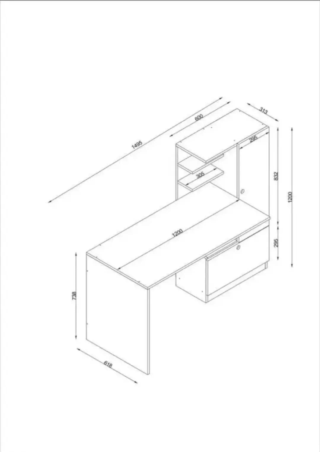 Yazı masası SO002, laminat, ağ, 150x60x150 sm — изображение 6
