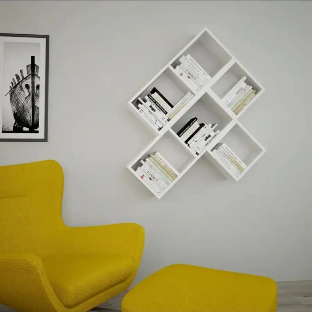 Divar rəfi SO001, laminat, ağ, 117x96x20 sm